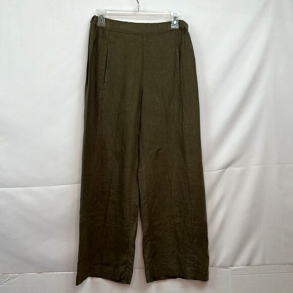 Mila Olive Green linen pull on pants size XS NWOT - Picture 1 of 13